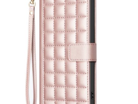 iPhone 16 Ternet Læder Flip Cover m. Pung & Strop - Rose Gold Online Hot Sale