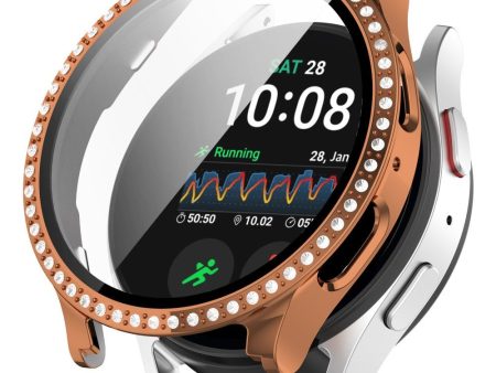 Samsung Galaxy Watch 7 (40mm) Hårdt Plast Cover m. Indbygget Skærmbeskyttelse - Bronze & Rhinsten Sale