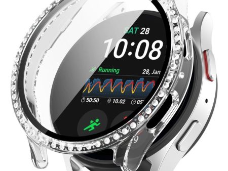 Samsung Galaxy Watch 7 (40mm) Hårdt Plast Cover m. Indbygget Skærmbeskyttelse - Gennemsigtig & Rhinsten For Sale