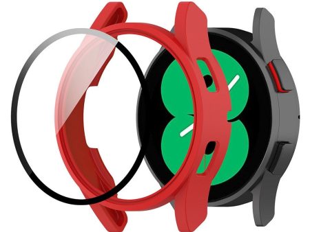 Samsung Galaxy Watch 4 (40mm)   FE (40mm) Plastik Cover m. Indbygget Skærmbeskytter - Rød Sale