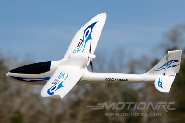 XK Sky King Glider Blue with LED Lights 750mm (29.5 ) Wingspan - RTF Online now