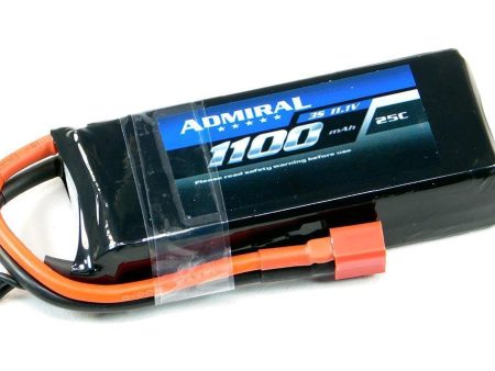 Admiral 1100mAh 3S 11.1V 25C LiPo Battery with T Connector on Sale