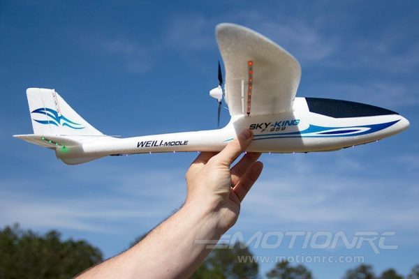 XK Sky King Glider Blue with LED Lights 750mm (29.5 ) Wingspan - RTF Online now