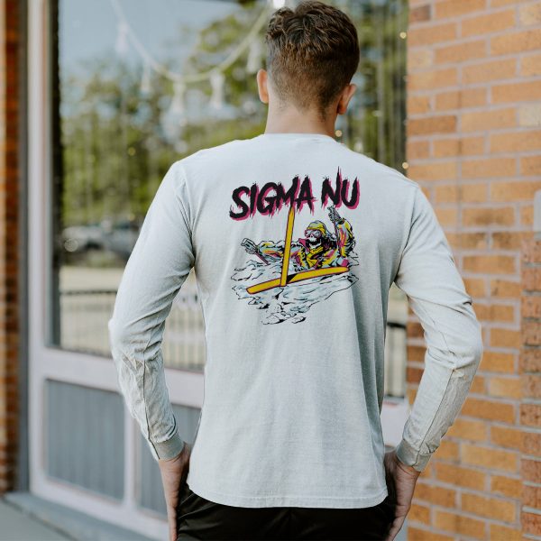 Sigma Nu Comfort Colors White Long Sleeve Ski-leton Tee Discount