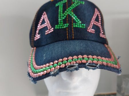 AKA Distressed Denim Bling Cap Sale