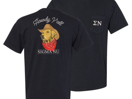 Sigma Nu Comfort Colors Cowboy Retriever Black Short Sleeve Pocket Tee Hot on Sale