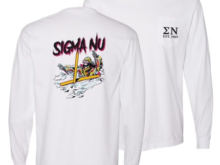 Sigma Nu Comfort Colors White Long Sleeve Ski-leton Tee Discount