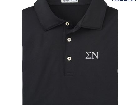 Sigma Nu Peter Millar Black Polo With Greek Letters Online