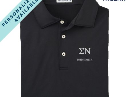 Sigma Nu Personalized Peter Millar Black Polo With Symbol Online now