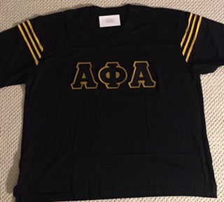 Alpha Jersey V-neck Shirt (Gold Stripes) For Discount