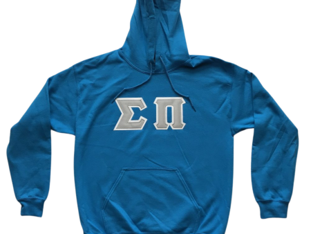 Sigma Pi Stitched Letter Hoodie | Sapphire | Gray with White Border Fashion