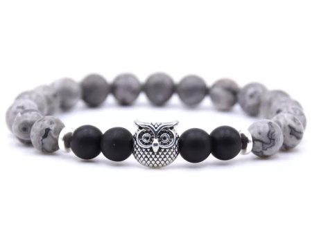 Owl Bracelet - Black and Gray Stones Supply