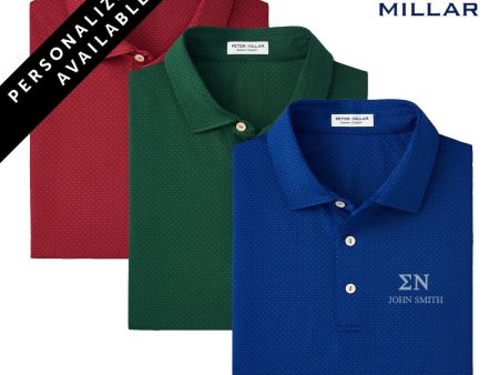 Sigma Nu Personalized Peter Millar Tesseract Patterned Polo With Greek Letters Supply