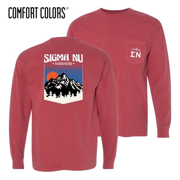 Sigma Nu Comfort Colors Long Sleeve Retro Alpine Tee Discount