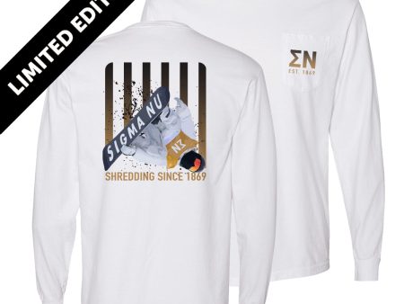 New! Limited Edition Sigma Nu Comfort Colors Slope Shredder Long Sleeve Tee Fashion