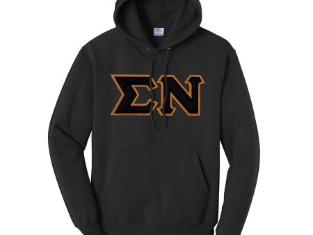 Sigma Nu Black Hoodie with Sewn On Black Letters Online Sale