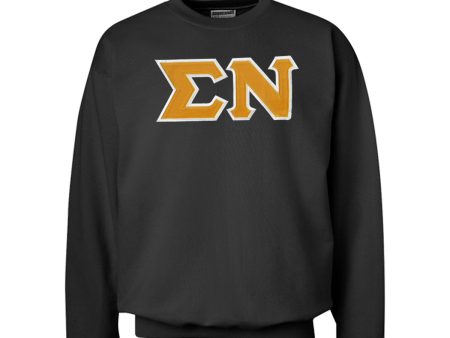 Sigma Nu Black Crew Neck Sweatshirt with Sewn On Letters Supply