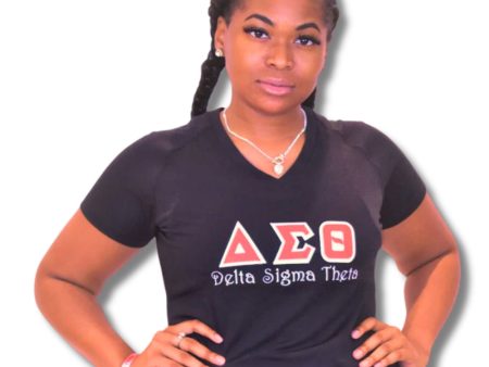 DST V-Neck Embroidered Greek Letters Online Hot Sale