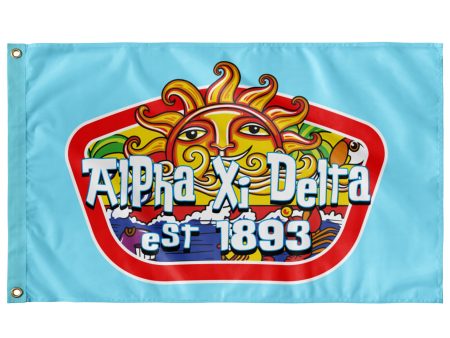 Alpha Xi Delta Flag | Summer Sol | 3  x 5  AXiD Flag for Dorms, Sorority Houses, On campus Events Sale