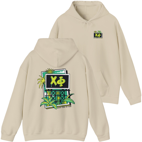 Chi Phi Graphic Hoodie | Tropical Billboard For Cheap