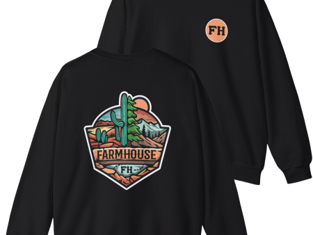 FarmHouse Graphic Crewneck Sweatshirt | Desert Mountains For Discount