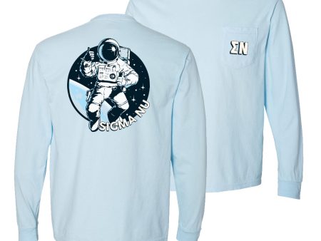 Sigma Nu Comfort Colors Space Age Long Sleeve Pocket Tee Hot on Sale