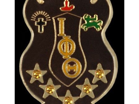 Iota Phi Theta Crystal Shield Pin with Stones Fashion