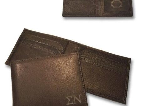 Sigma Nu Brown Bi-Fold Greek Letter Wallet Fashion