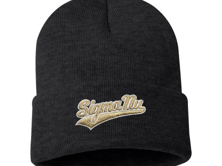 New! Sigma Nu Signature Charcoal Beanie on Sale