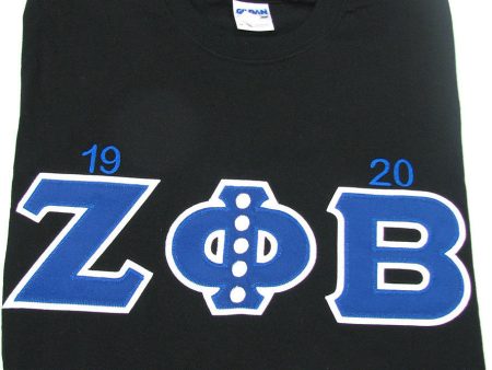 Zeta Phi Beta Embroidered Tee w  Year and Pearls Discount