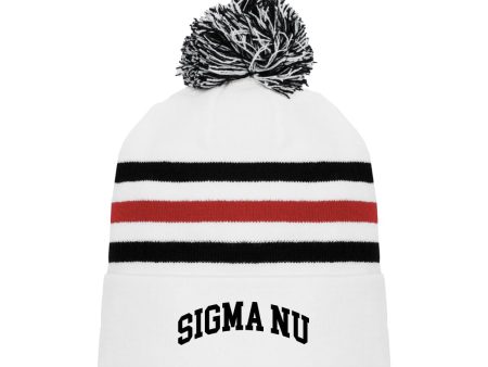 Sigma Nu White Hockey Knit Beanie Supply