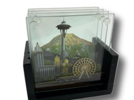 Glass Skyline Coaster Set Supply