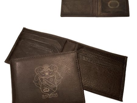 Sigma Nu Brown Leather Crest Bi-Fold Wallet Online