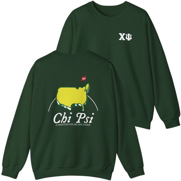 Chi Psi Graphic Crewneck Sweatshirt | The Masters on Sale