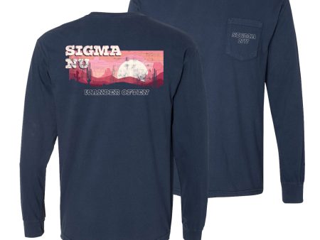 Sigma Nu Comfort Colors Wander Often Long Sleeve Pocket Tee on Sale