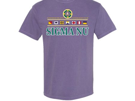 New! Sigma Nu Comfort Colors Vintage Catamaran Club Short Sleeve Tee For Cheap