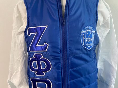 Zeta Puffy Vest w  Greek Letters Sale