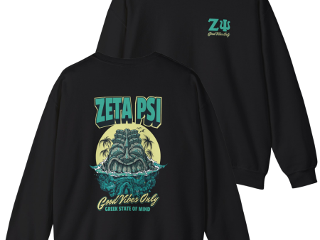 Zeta Psi Graphic Crewneck Sweatshirt | Good Vibes Only For Sale