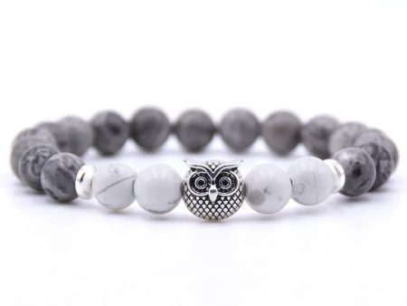 Owl Bracelet - White and Gray Stones Discount