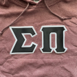 Sigma Pi Stitched Letter Hoodie | Heather Maroon | Black with White Border For Cheap