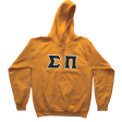 Sigma Pi Stitched Letter Hoodie | Yellow | Black with White border Sale