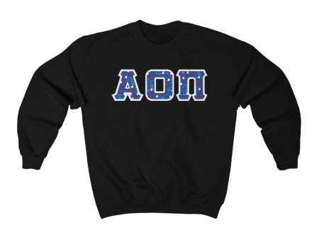 Alpha Omicron Pi Printed Letters | American Stars Crewneck For Discount