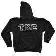 Tau Kappa Epsilon Stitched Letter Hoodie | Black | Black with White Border Sale