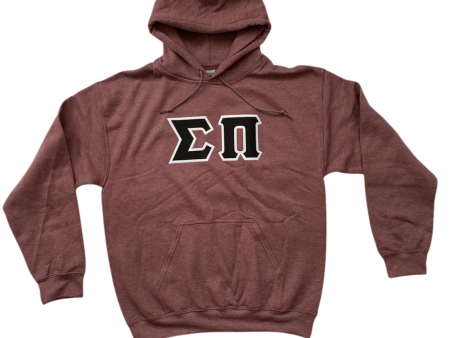 Sigma Pi Stitched Letter Hoodie | Heather Maroon | Black with White Border For Cheap