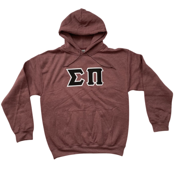 Sigma Pi Stitched Letter Hoodie | Heather Maroon | Black with White Border For Cheap