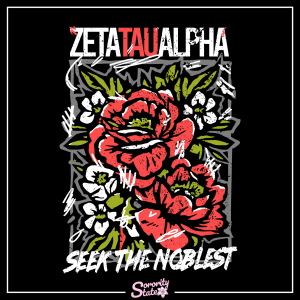 Zeta Tau Alpha Graphic Hoodie | Grunge Roses on Sale