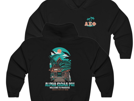 Alpha Sigma Phi Graphic Hoodie | Welcome to Paradise Hot on Sale