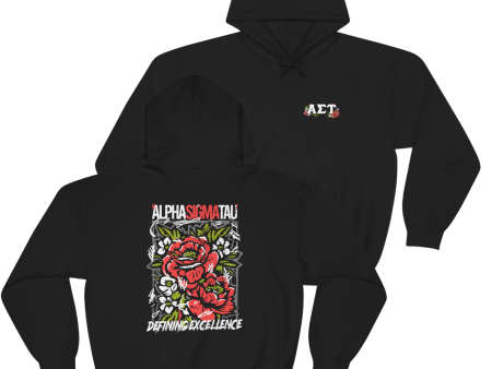 Alpha Sigma Tau Graphic Hoodie | Grunge Roses For Discount