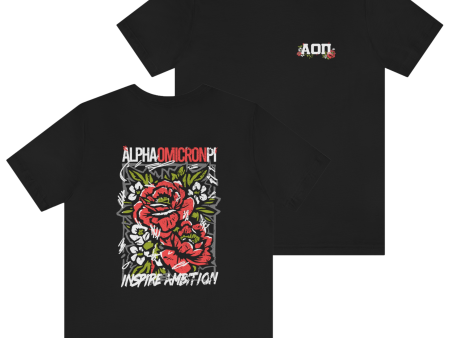 Alpha Omicron Pi Graphic T-Shirt | Grunge Roses For Discount