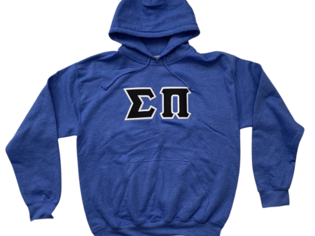 Sigma Pi Stitched Letter Hoodie | Heather Royal | Black with White Border Online Sale